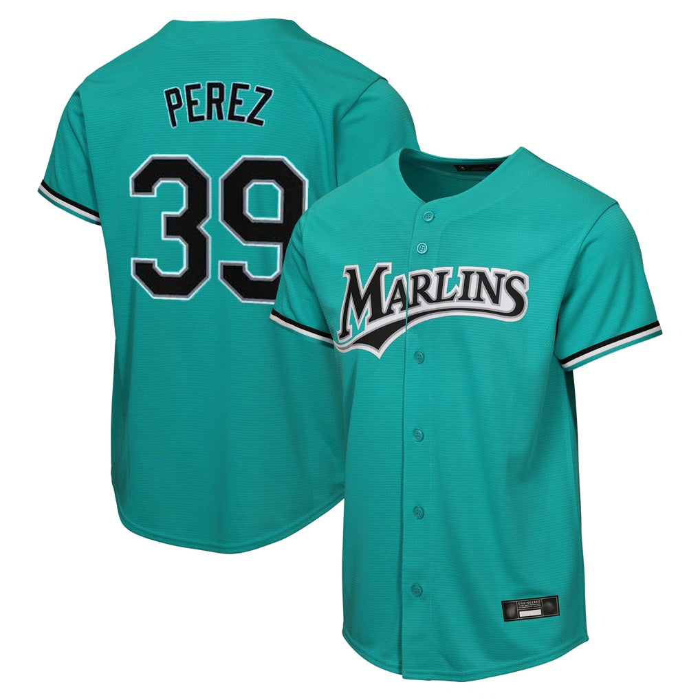 Miami Marlins #39 Eury Perez Player Teal HOLBERT Home Game Stitched Jerseys