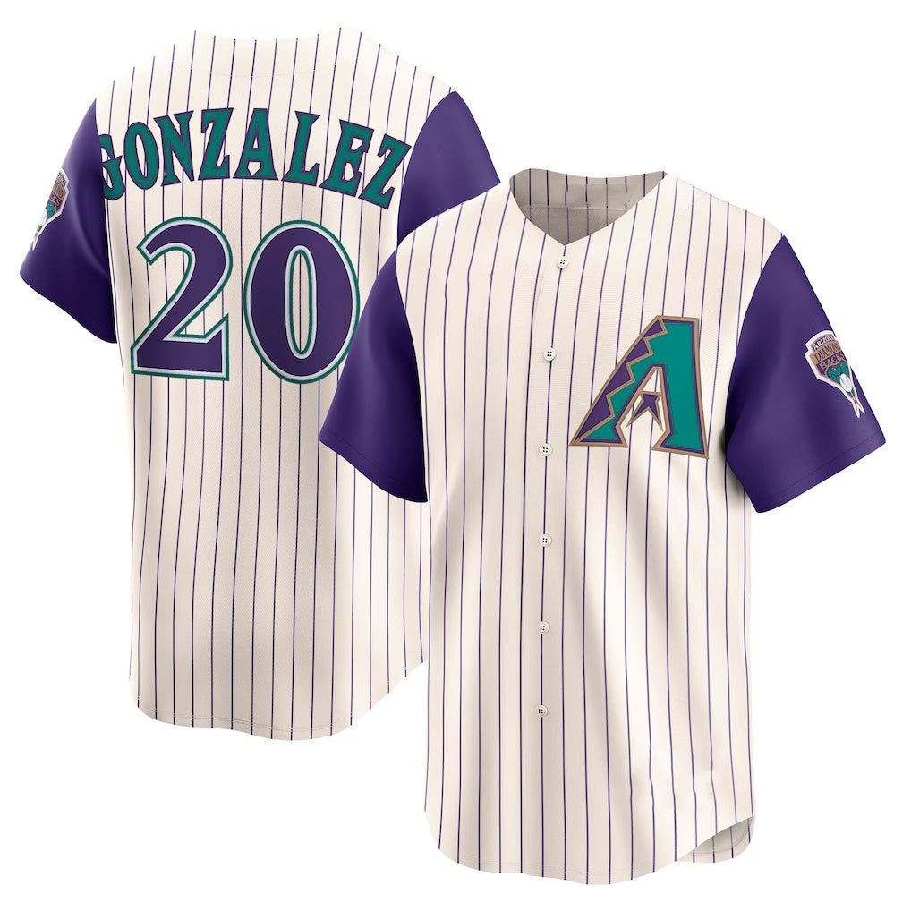 Arizona Diamondbacks #20 Luis Gonzalez Cream HOLBERT Throwback Cooperstown Collection Limited Jersey