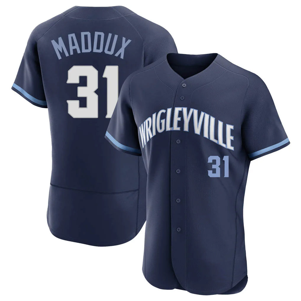 Chicago Cubs #31 Greg Maddux Player Navy HOLBERT City Connect Limited Elite Home Stitched Jerseys