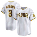 San Diego Padres #3 Jackson Merrill White HOLBERT Home Limited Player Jersey