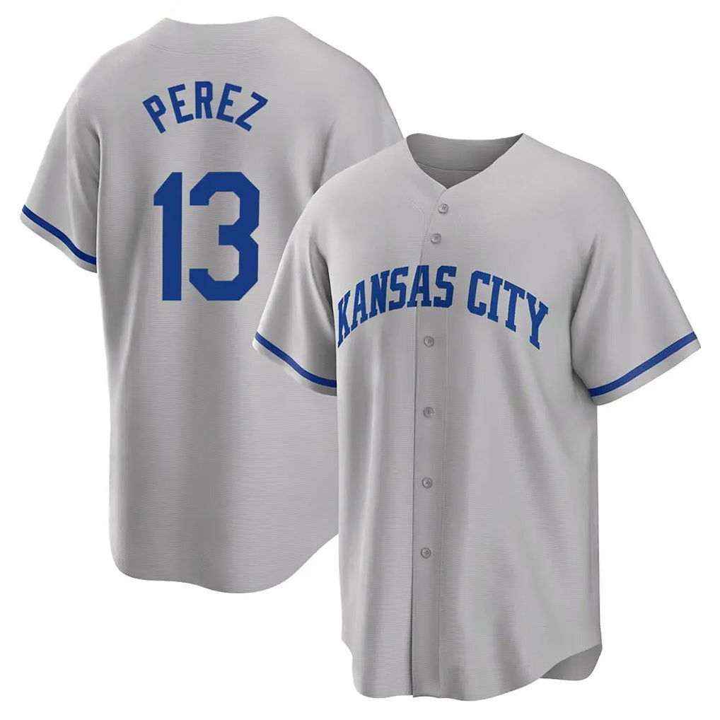 Kansas City Royals #13 Salvador Perez Player Gray HOLBERT Game Home Stitched Jerseys