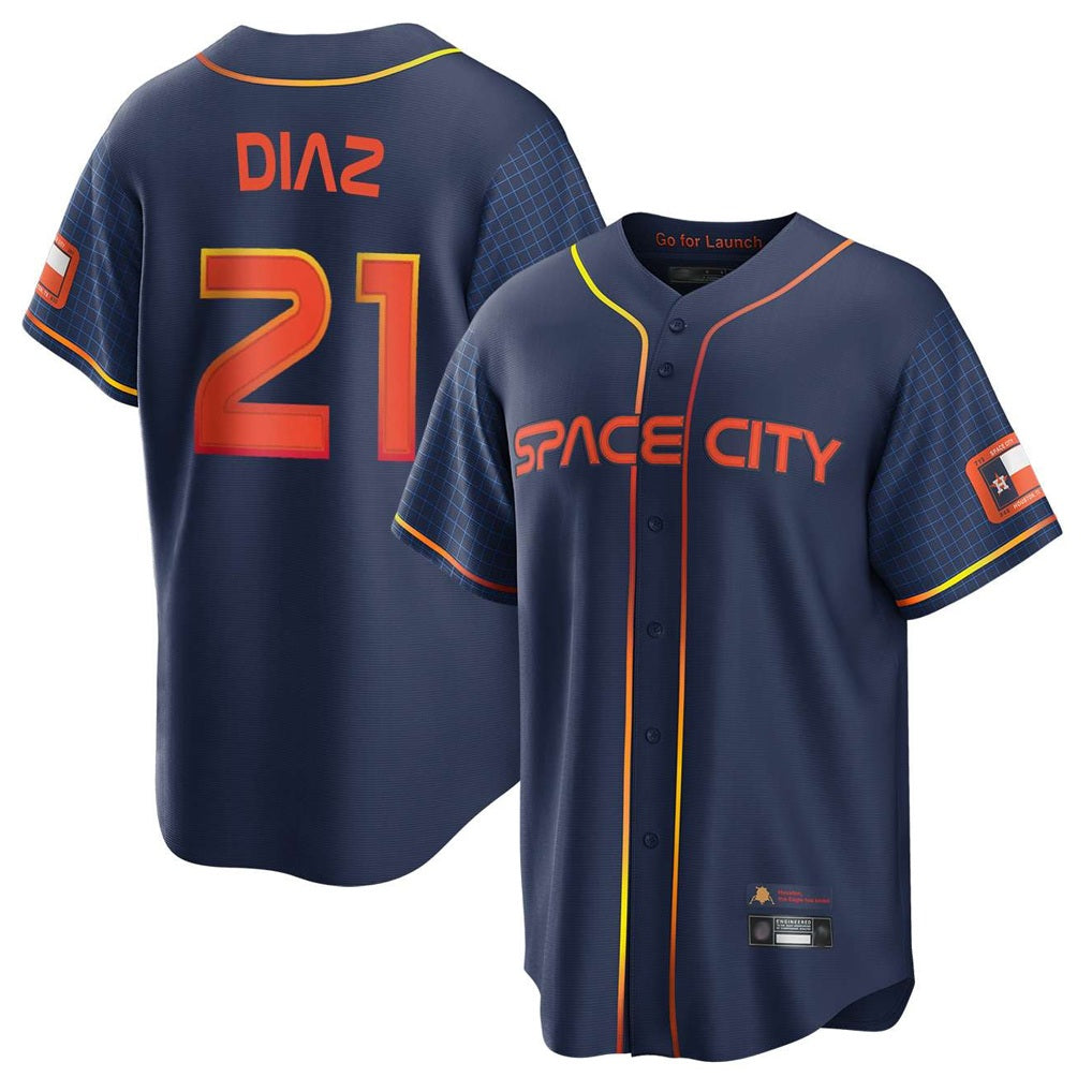 Houston Astros #21 Yainer Diaz Player Navy HOLBERT City Connect Home Game Stitched Jerseys