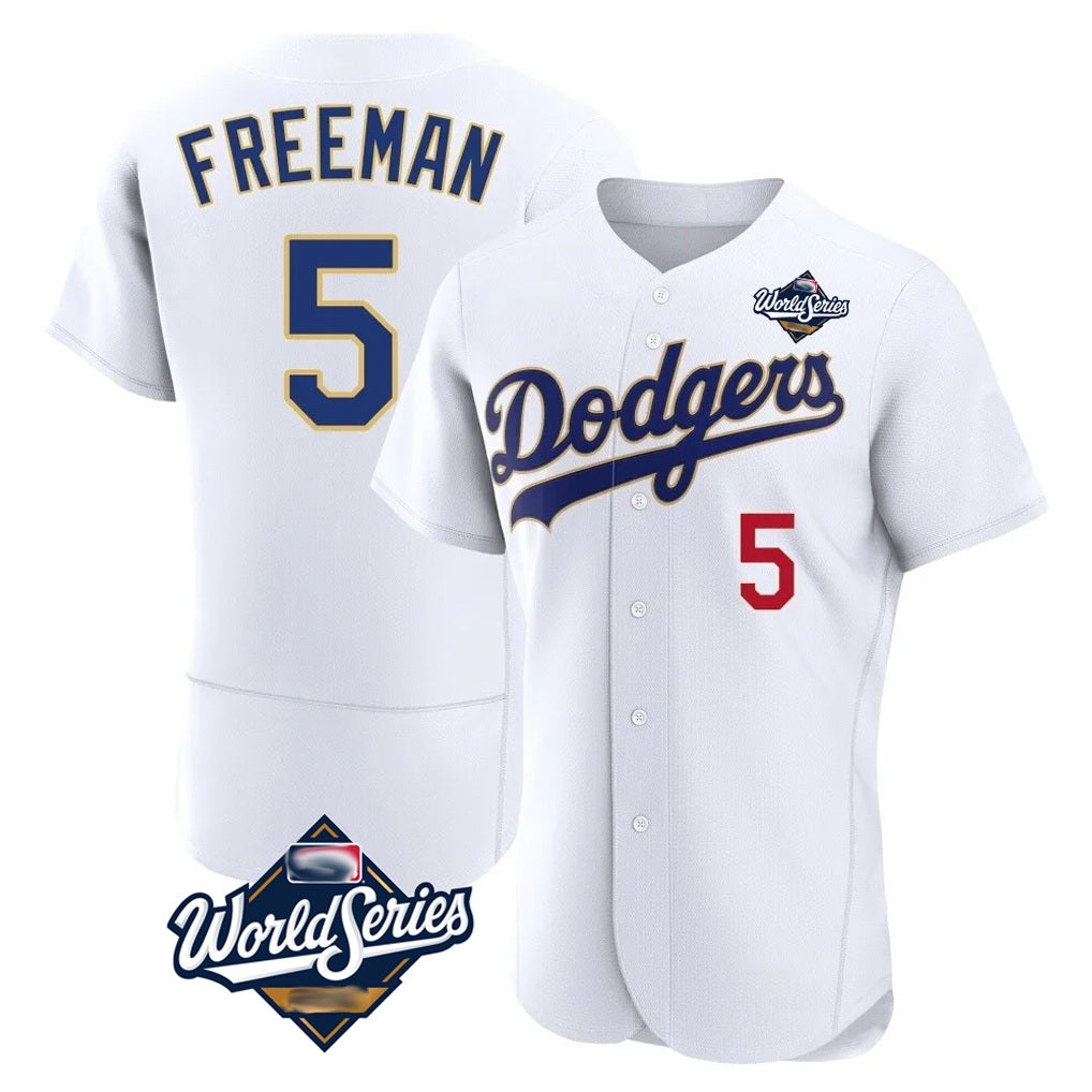 Los Angeles Dodgers #5 Freddie Freeman Player Gold White HOLBERT World Series 2026 Collection Stadium Limited Elite Stitched Jerseys