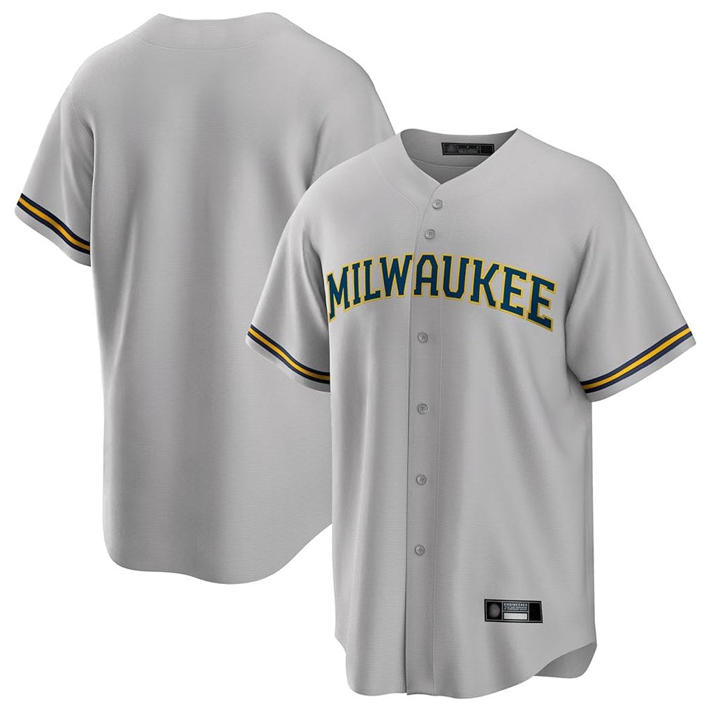Milwaukee Brewers Blank Player Gray HOLBERT Home Game Stitched Jerseys