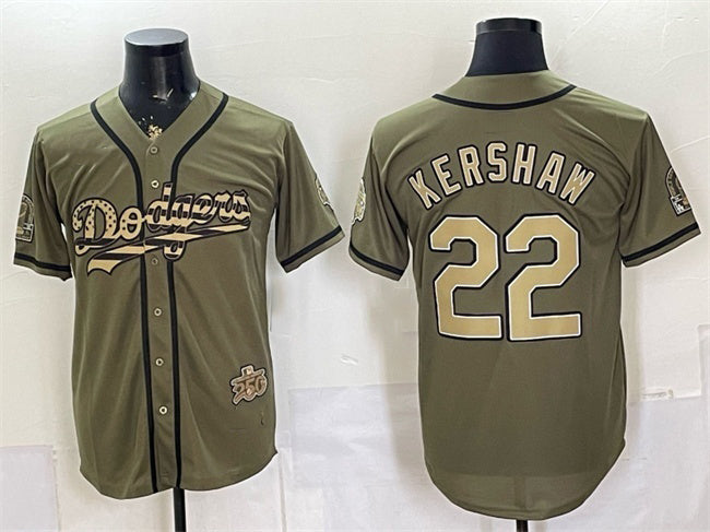 Los Angeles Dodgers #22 Clayton Kershaw Olive HOLBERT 2026 Armed Forces Day Stitched Jersey