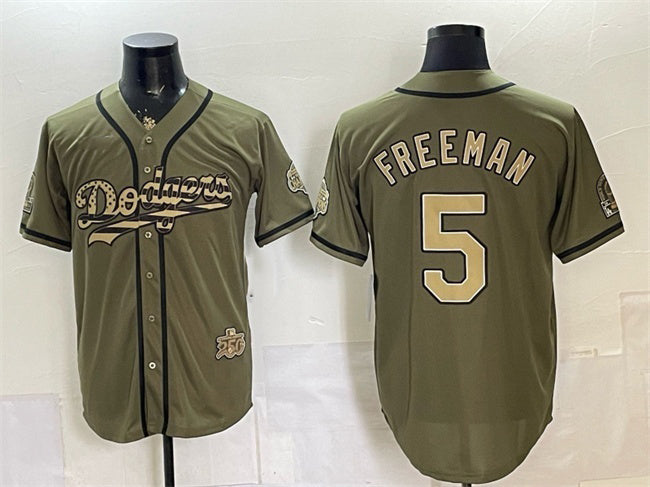 Los Angeles Dodgers #5 Freddie Freeman Olive HOLBERT 2026 Armed Forces Day Stitched Jersey 2