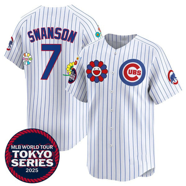 Chicago Cubs #7 Dansby Swanson White HOLBERT 2025 Tokyo Series Limited Stitched Jersey