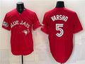 Toronto Blue Jays #5 Daulton Varsho Red HOLBERT 50 Seasons Patch Stitched Jersey