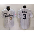 New York Yankees #3 Babe Ruth White HOLBERT Pinstripe Fashion Cool Base Jerseys 2