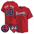 Custom Atlanta Braves 2024 Spring Training Patch Vapor Premier Limited Jersey ¨C Red HOLBERT