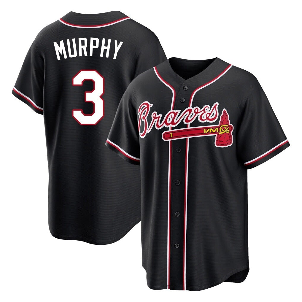 Atlanta Braves #3 Dale Murphy Player Black HOLBERT Fashion Out Game Stitched Jerseys