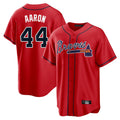Atlanta Braves #44 Hank Aaron Player Red HOLBERT Home Game Stitched Jerseys