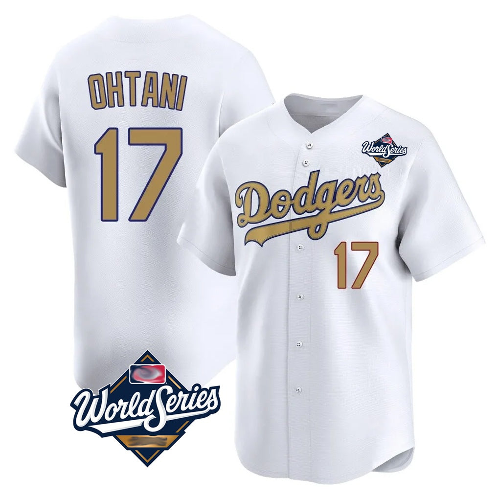 Los Angeles Dodgers #17 Shohei Ohtani Player White Gold HOLBERT World Series Collection Limited Home Stitched Jerseys