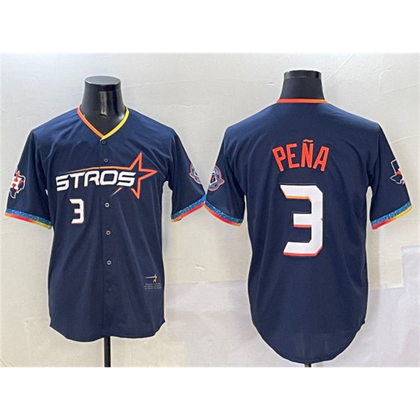Houston Astros #3 Jeremy Pena Navy HOLBERT 2025 City Connect With Texas Patch Limited Stitched Jersey