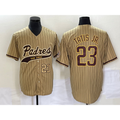 San Diego Padres #23 Fernando Tatis Jr Number Tan HOLBERT NEW 2023 Cool Base Stitched Jersey