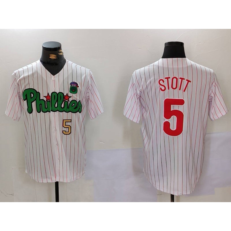 Philadelphia Phillies #5 Bryson Stott White Green HOLBERT Cool Base Stitched Jerseys