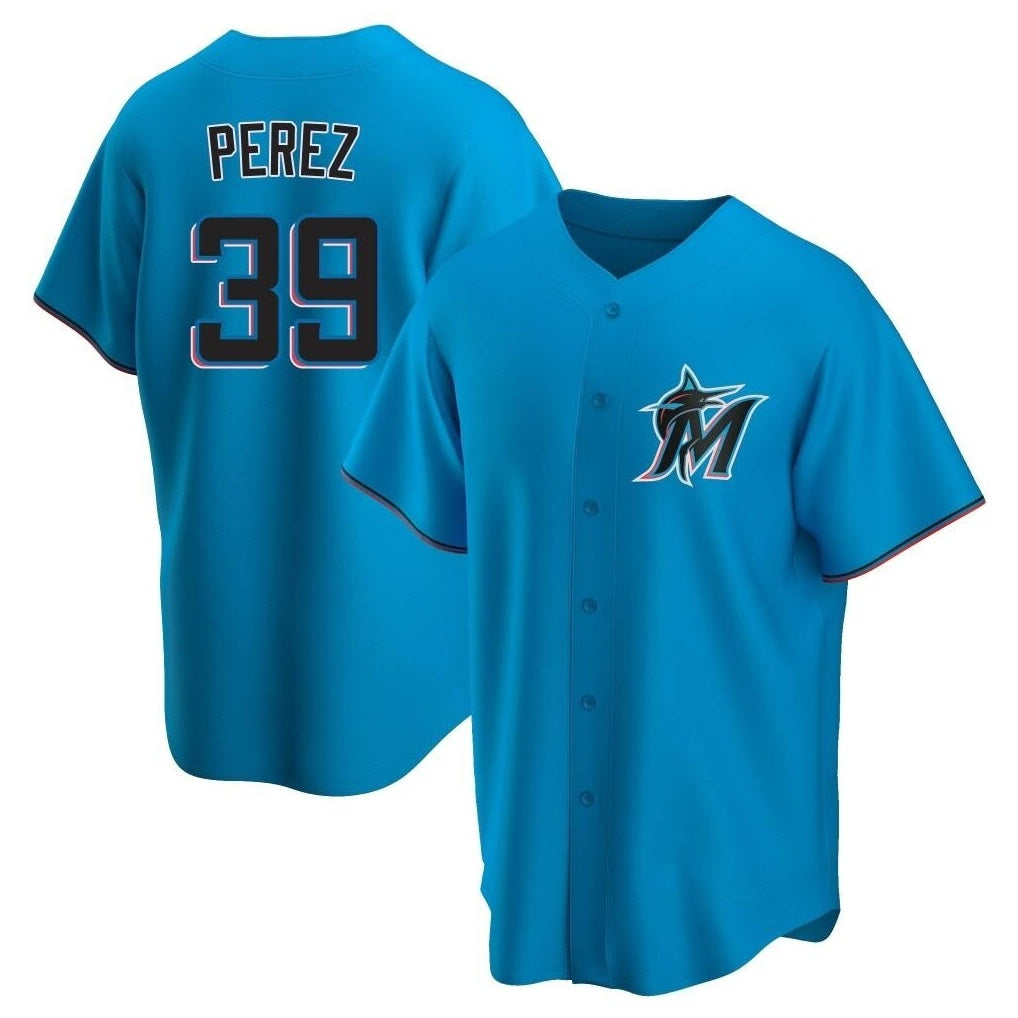 Miami Marlins #39 Eury Perez Player Blue HOLBERT Home Game Stitched Jerseys