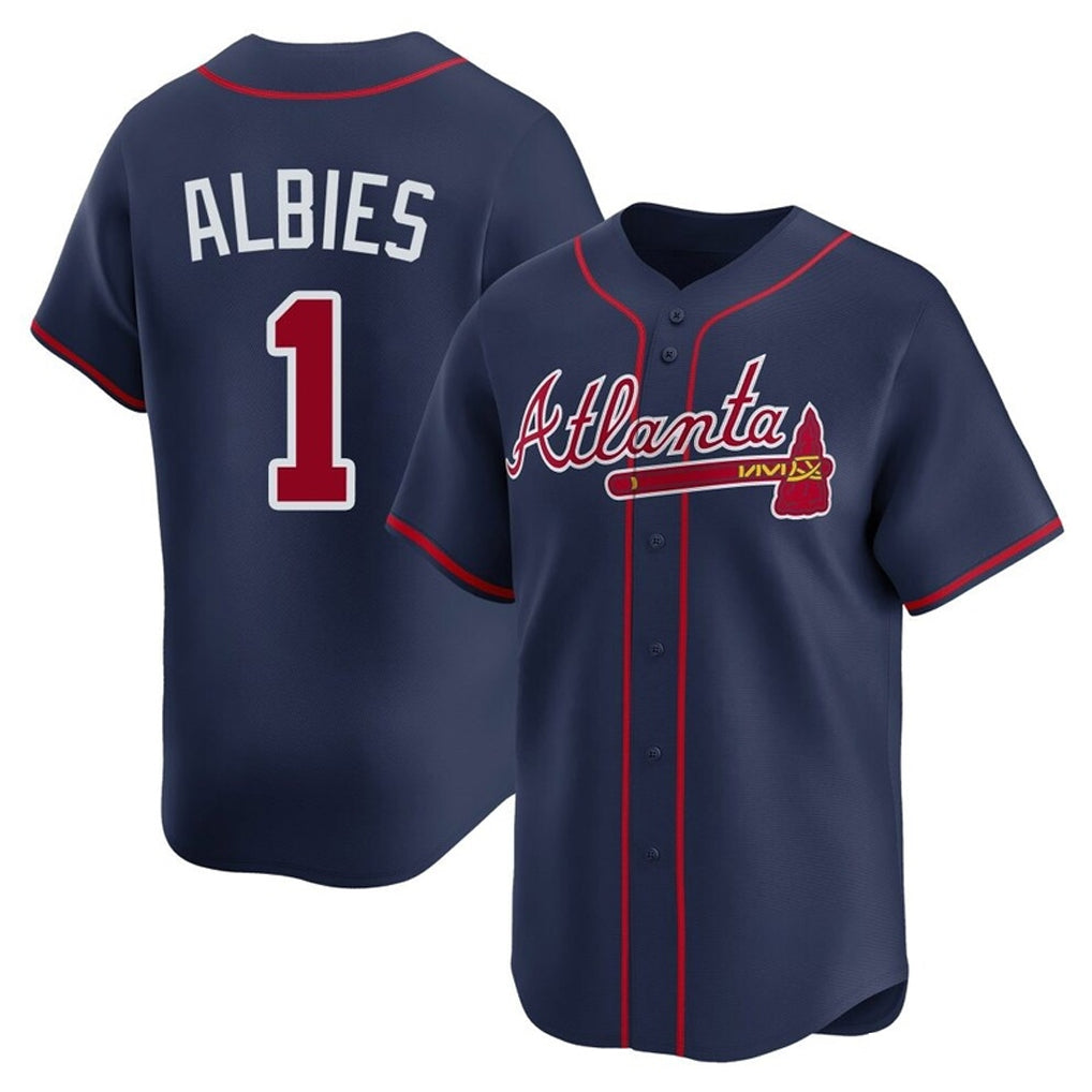 Atlanta Braves #1 Ozzie Albies Player Navy HOLBERT Limited Home Game Stitched Jerseys