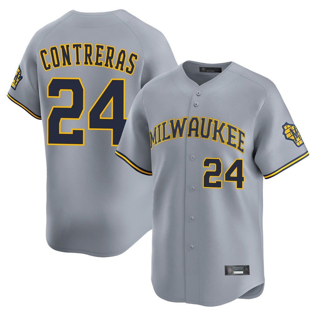 Milwaukee Brewers #24 William Contreras Player Gray HOLBERT Home Limited Stitched Jerseys
