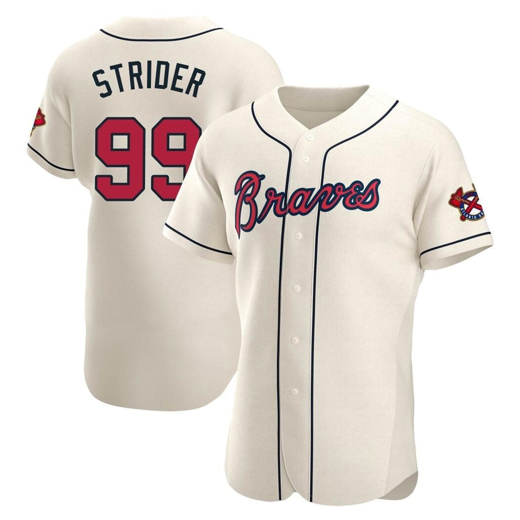 Atlanta Braves #99 Spencer Strider Player Cream HOLBERT Limited Elite Home Game Stitched Jerseys