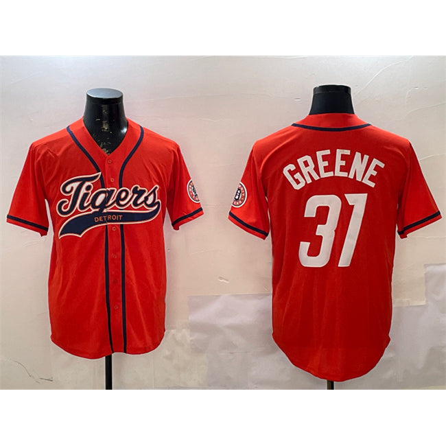 Detroit Tigers #31 Riley Greene Orange HOLBERT With Patch Cool Base Stitched Jersey 2