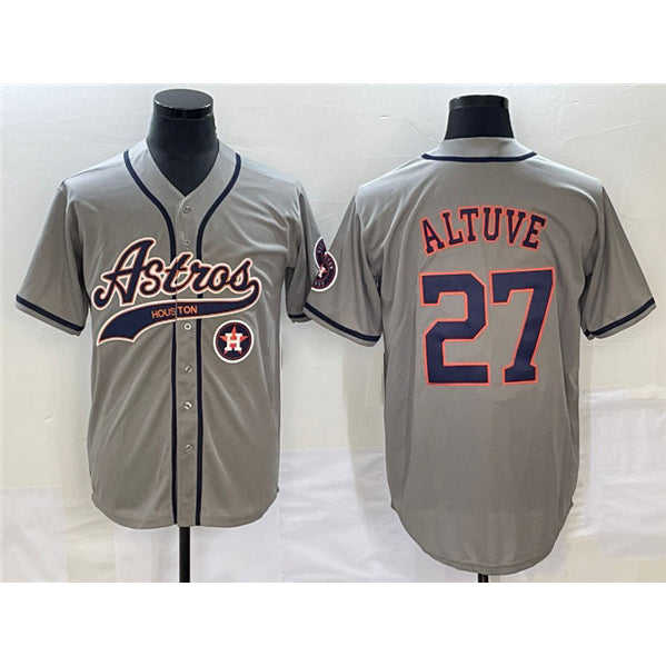 Houston Astros #27 Jose Altuve Gray HOLBERT With Patch Cool Base Stitched Jersey