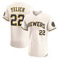 Milwaukee Brewers #22 Christian Yelich Cream HOLBERT Home Elite Player Jersey