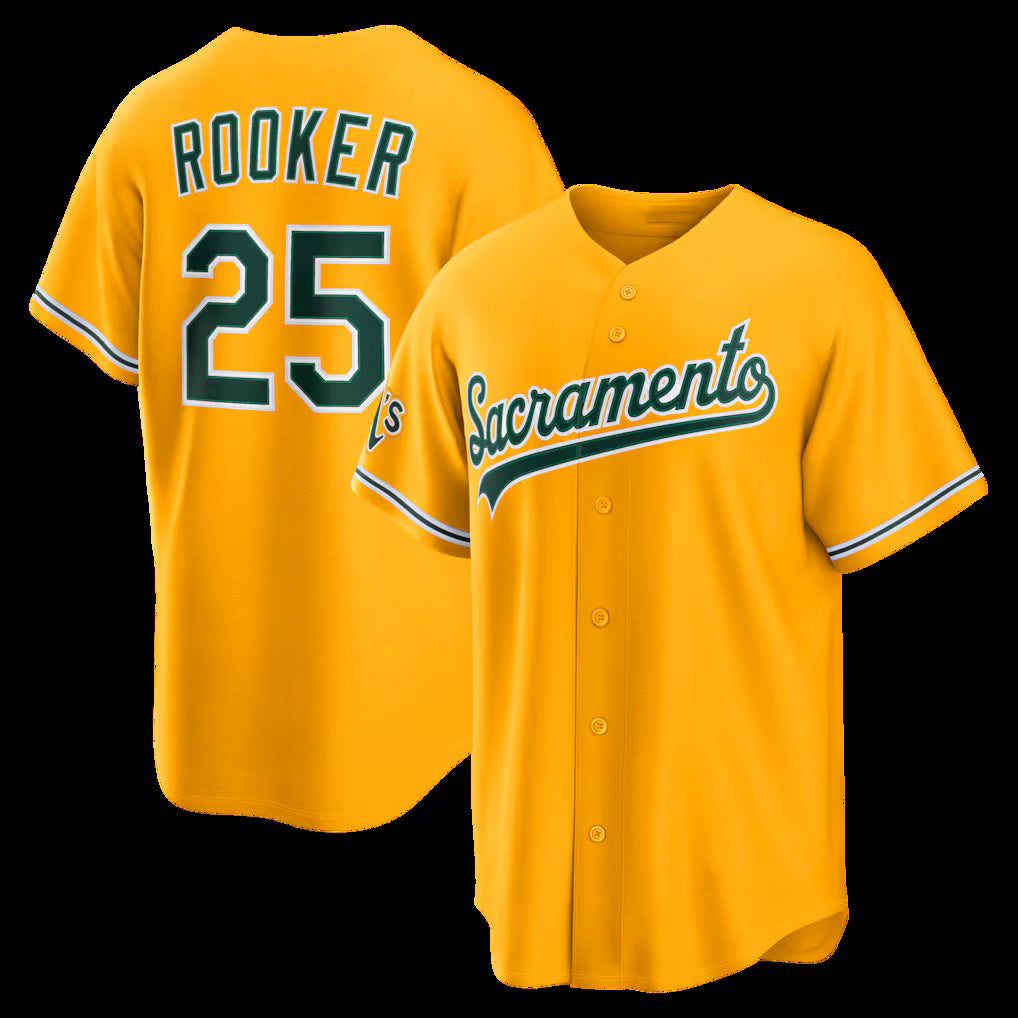 Oakland Athletics #25 Brent Rooker Gold HOLBERT Alternate Stadium Jersey