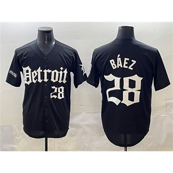 Detroit Tigers #28 Javier B¨¢ez Black HOLBERT 'Motor Gothic Edition' Vapor Premier Limited Stitched Jersey