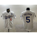Los Angeles Dodgers #5 Freddie Freeman White Gold HOLBERT 2024 World Series With No. 34 Patch Home Limited Stitched Jersey