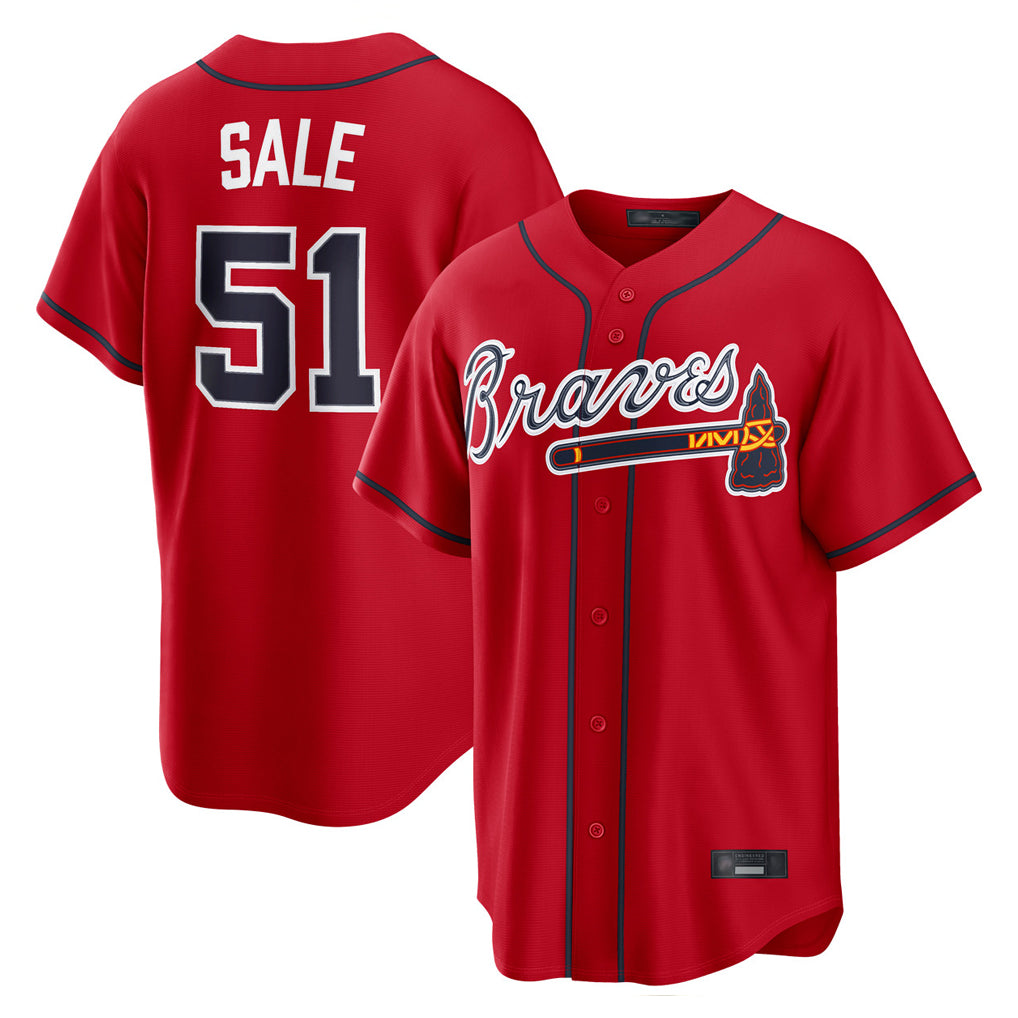Atlanta Braves #51 Chris Sale Player Red HOLBERT Home Game Stitched Jerseys