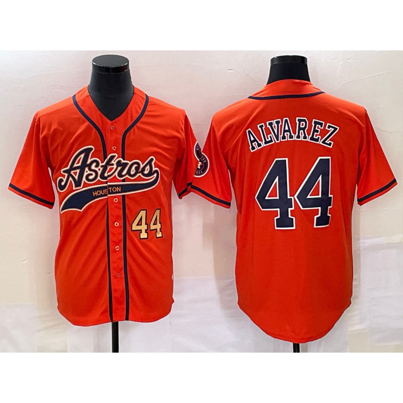 Houston Astros #44 Yordan Alvarez Number Orange HOLBERT With Patch Cool Base Stitched Jersey