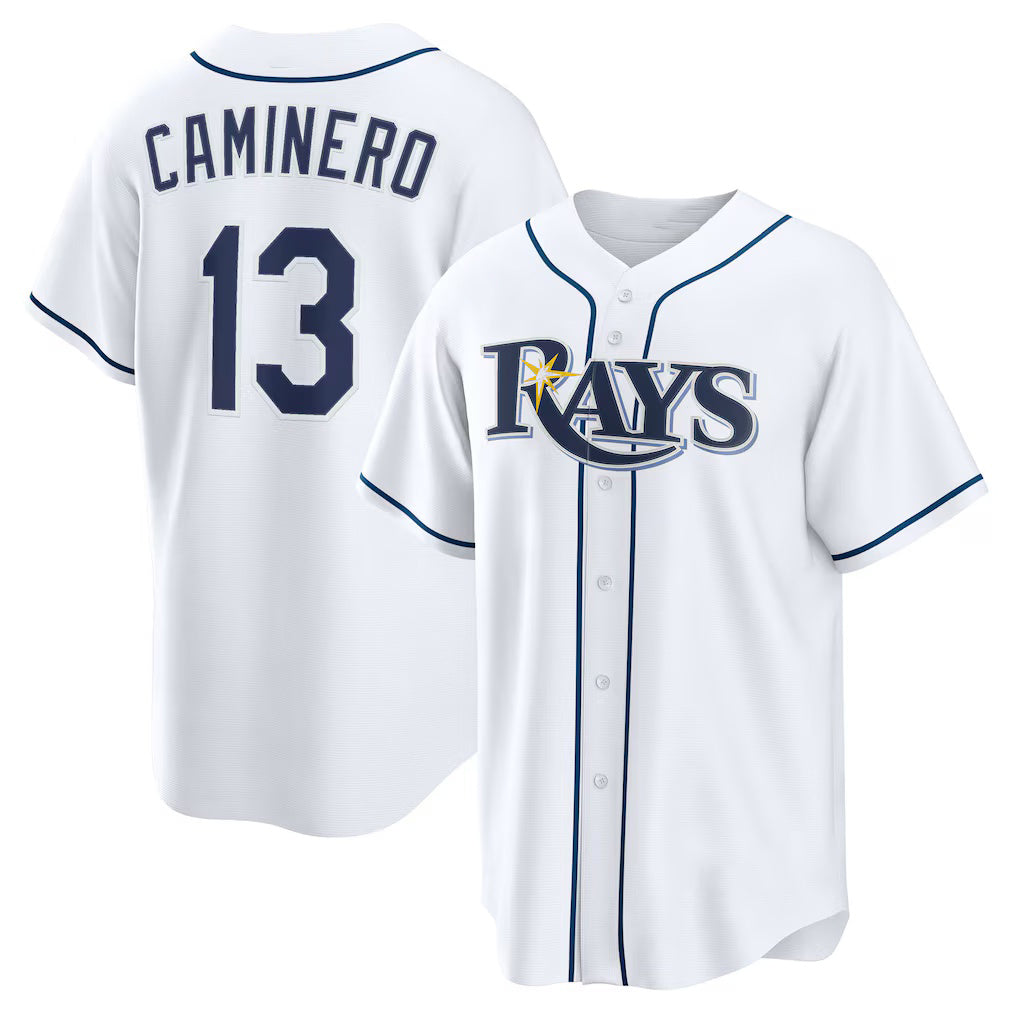 Tampa Bay Rays #13 Junior Caminero White HOLBERT Home Replica Jersey