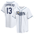 Tampa Bay Rays #13 Junior Caminero White HOLBERT Home Replica Jersey