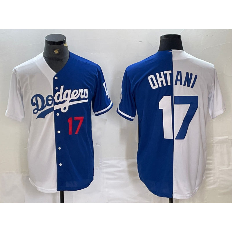 Los Angeles Dodgers #17 Shohei Ohtani Number White Blue HOLBERT Two Tone Stitched Jersey 2