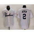 New York Yankees #2 Derek Jeter White HOLBERT Pinstripe Fashion Cool Base Jersey 3