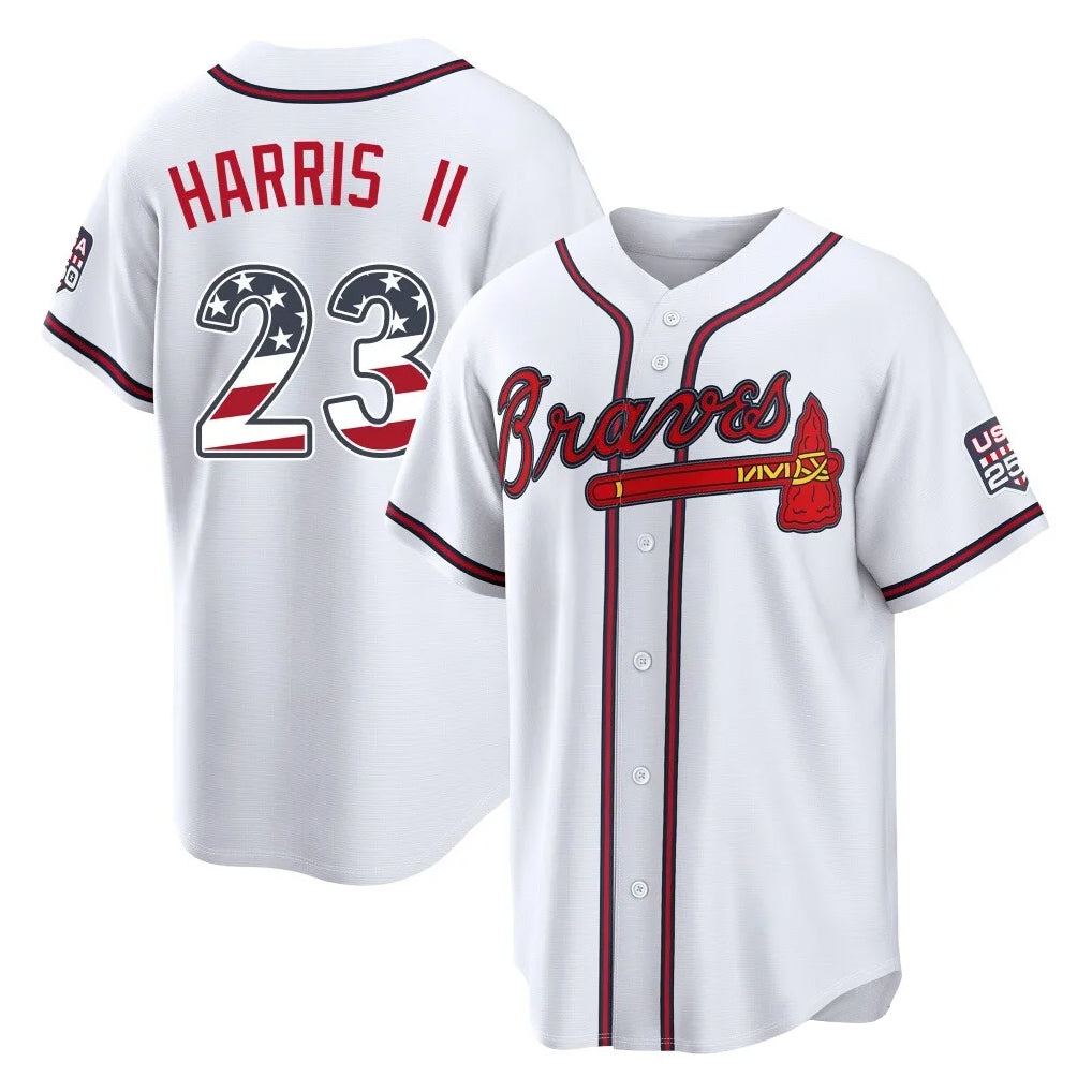 Atlanta Braves #23 Michael Harris II Player White HOLBERT USA 250 Fourth Of July Limited Home Game Stitched Jerseys