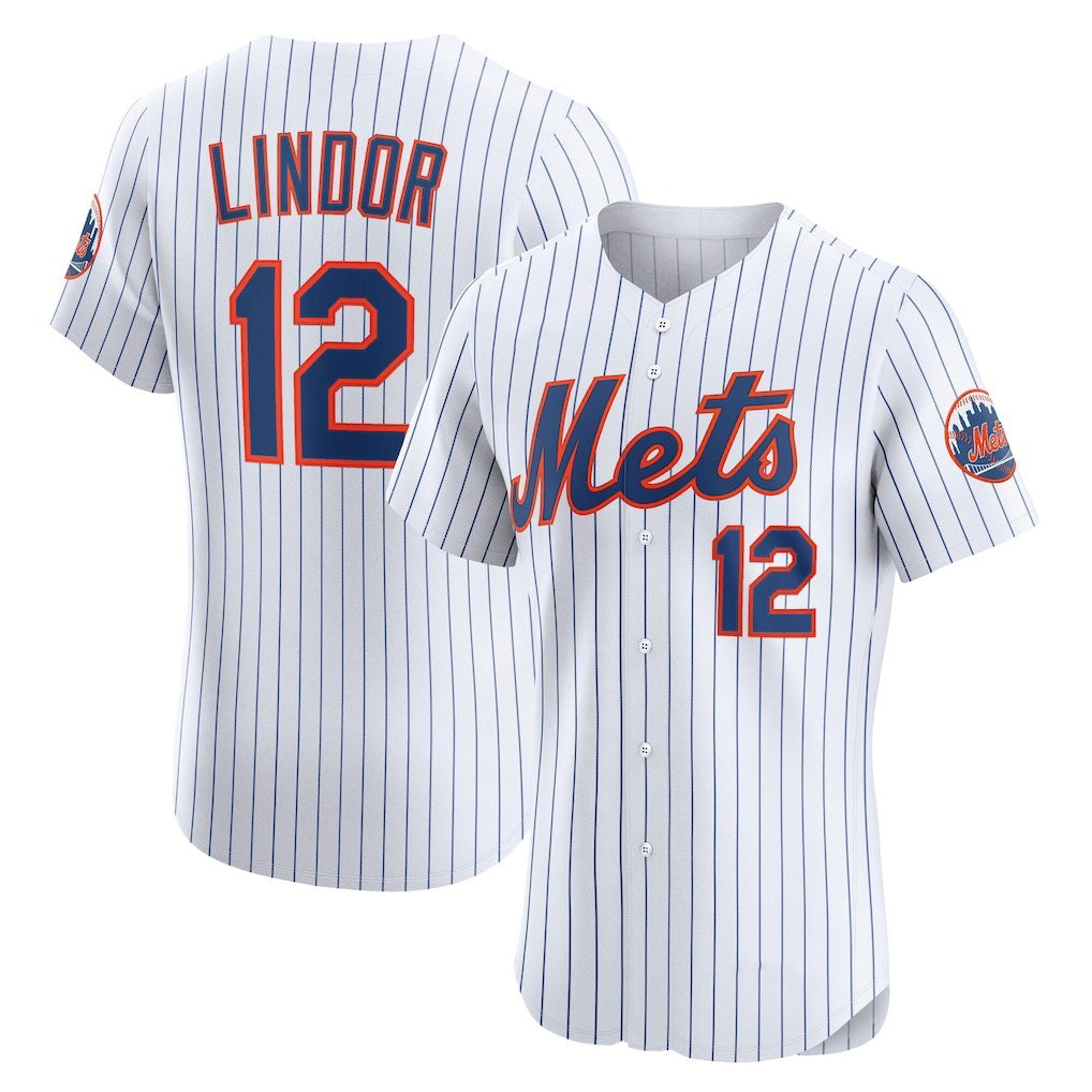 New York Mets #12 Francisco Lindor White HOLBERT Home Elite Player Jersey