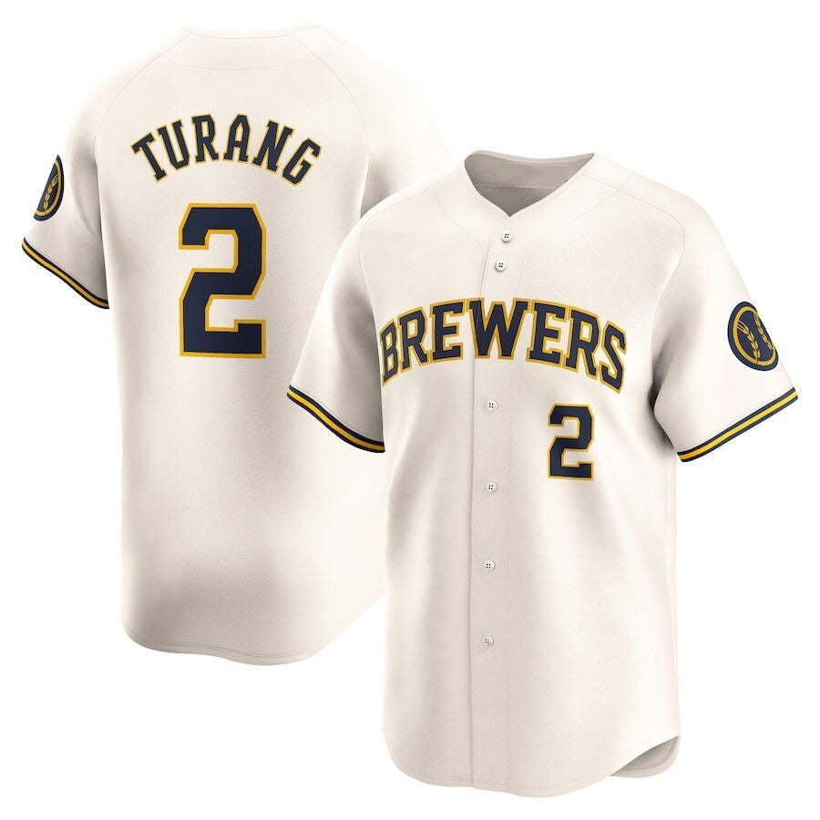 Milwaukee Brewers #2 Brice Turang Cream HOLBERT Limited Jersey
