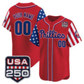 Custom Philadelphia Phillies America 250 Edition Vapor Premier Limited Red HOLBERT Stitched Jerseys