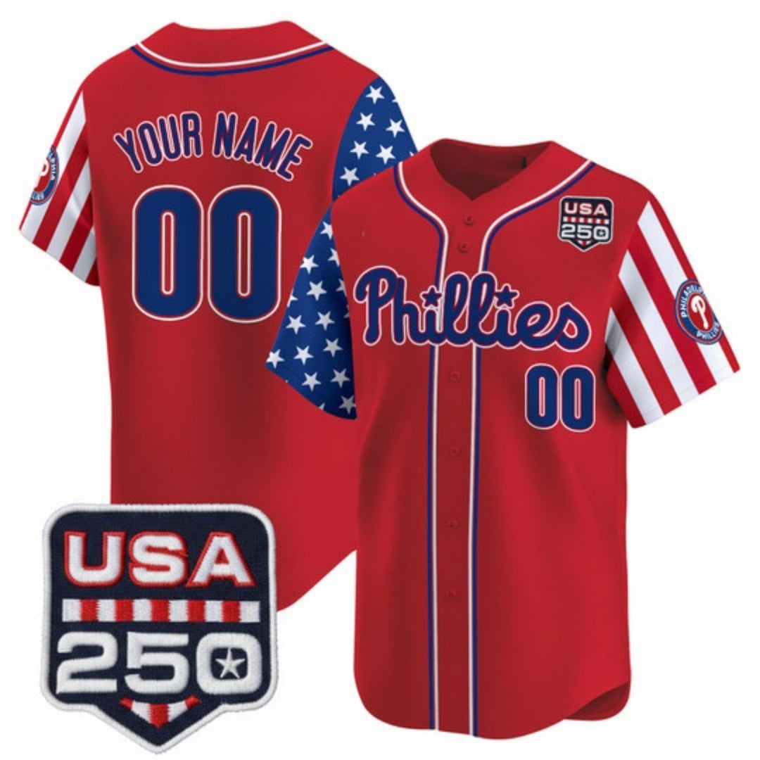 Custom Philadelphia Phillies America 250 Edition Vapor Premier Limited Red HOLBERT Stitched Jerseys