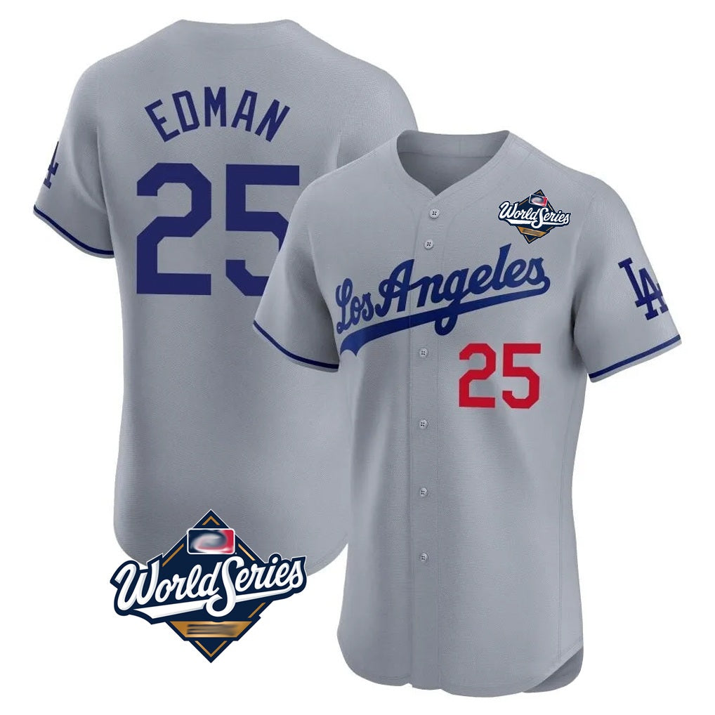 Los Angeles Dodgers #25 Tommy Edman Player Gray HOLBERT World Series Limited Elite Home Stitched Jerseys