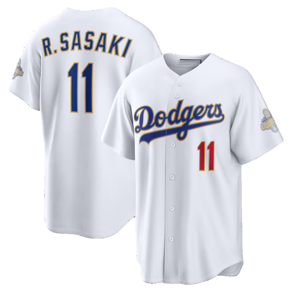 Los Angeles Dodgers #11 Roki Sasaki White HOLBERT 2026 Gold Collection Stadium Jersey
