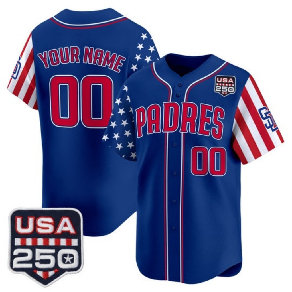 Custom San Diego Padres America 250 Edition Vapor Premier Limited Royal HOLBERT Stitched Jerseys