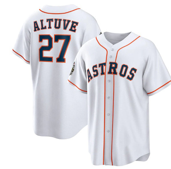 Houston Astros #27 Jose Altuve White HOLBERT 2022 World Series Home Stitched Jersey