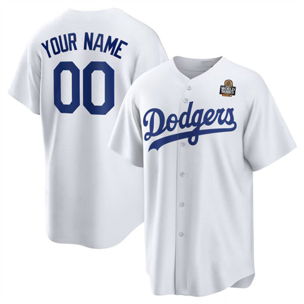Custom Los Angeles Dodgers Active Player White HOLBERT 2024 World Series Cool Base Stitched Jersey