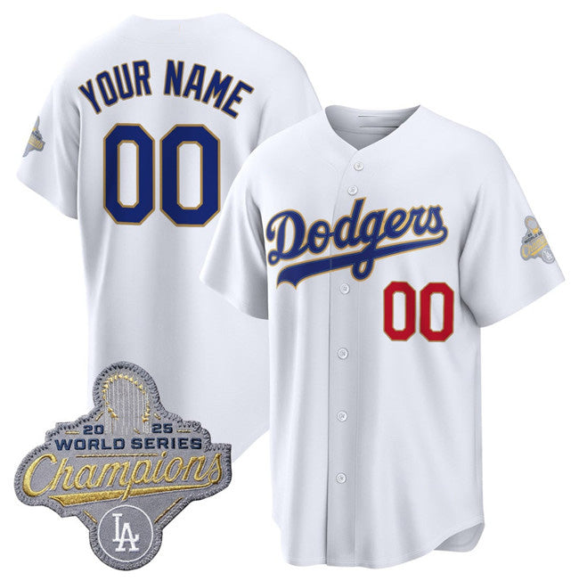 Custom Los Angeles Dodgers ACTIVE PLAYER White HOLBERT 2026 Gold Collection Stadium Stitched Jersey