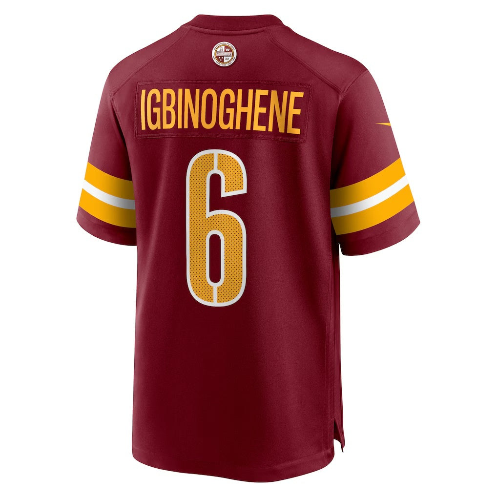 W.Commanders #6 Noah Igbinoghene Burgundy HOLBERT Team Game Jersey