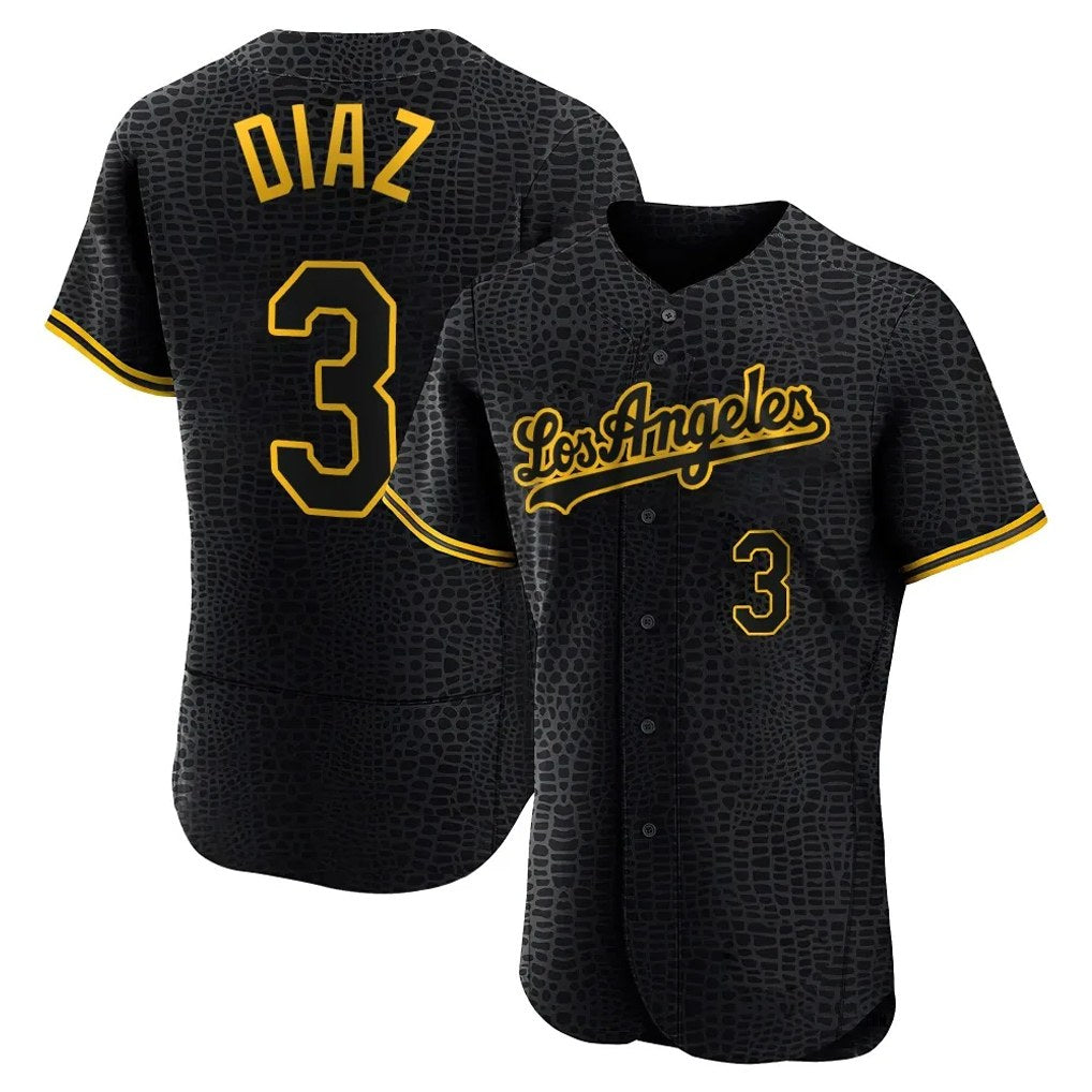 Los Angeles Dodgers #3 Edwin D¨ªaz Player Black HOLBERT Snake Skin City Limited Elite Home Stitched Jerseys