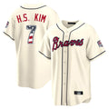 Atlanta Braves #7 Ha-Seong Kim Player Cream HOLBERT USA 250 Fourth Of July Limited Home Game Stitched Jerseys